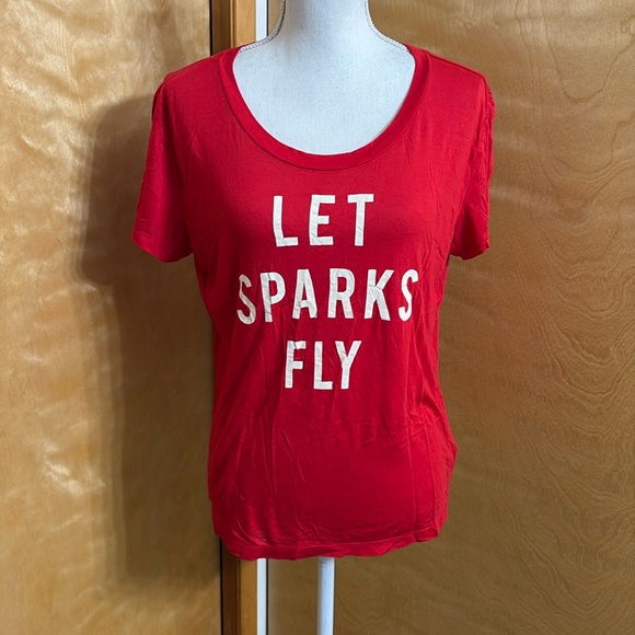 Express Tops - NWT Express Red Let Sparks Fly Soft Shirt Size S